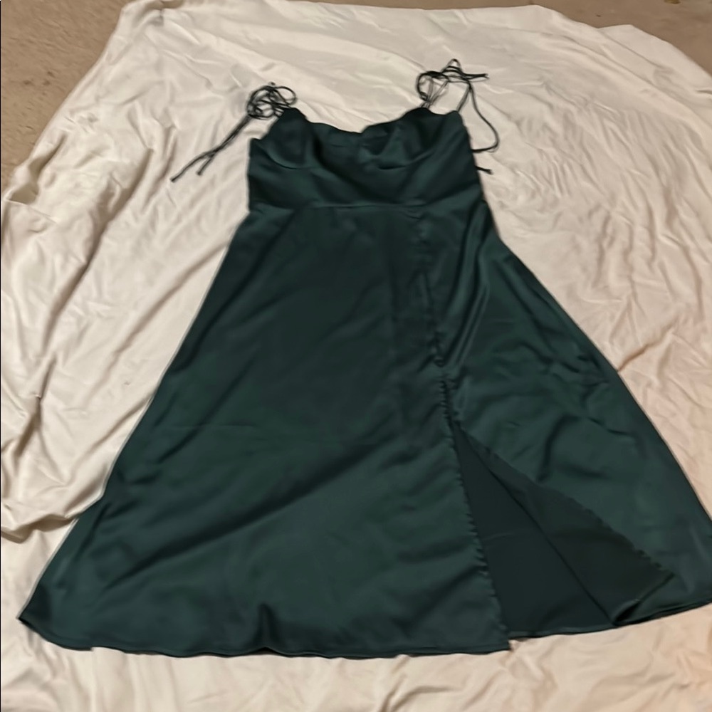 Elegant Teal Spaghetti Strap Dress